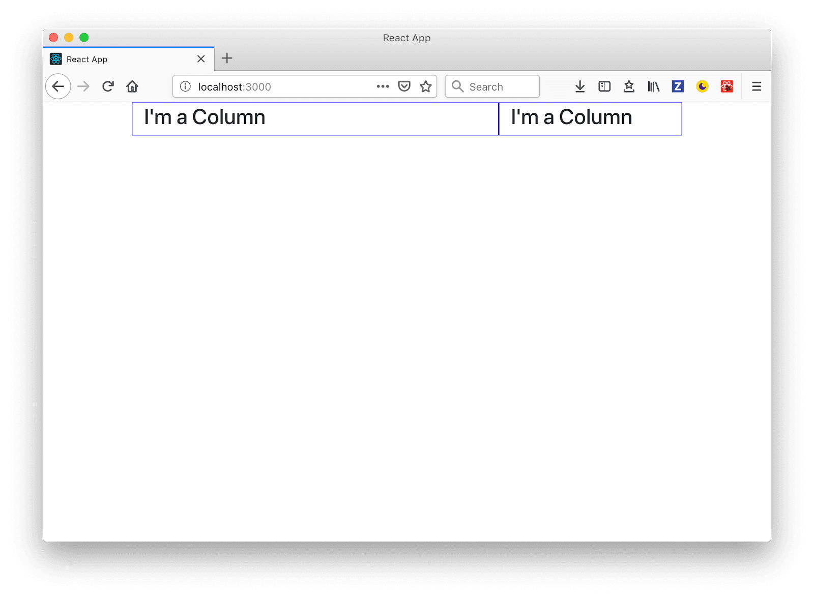 Rendering columns with size